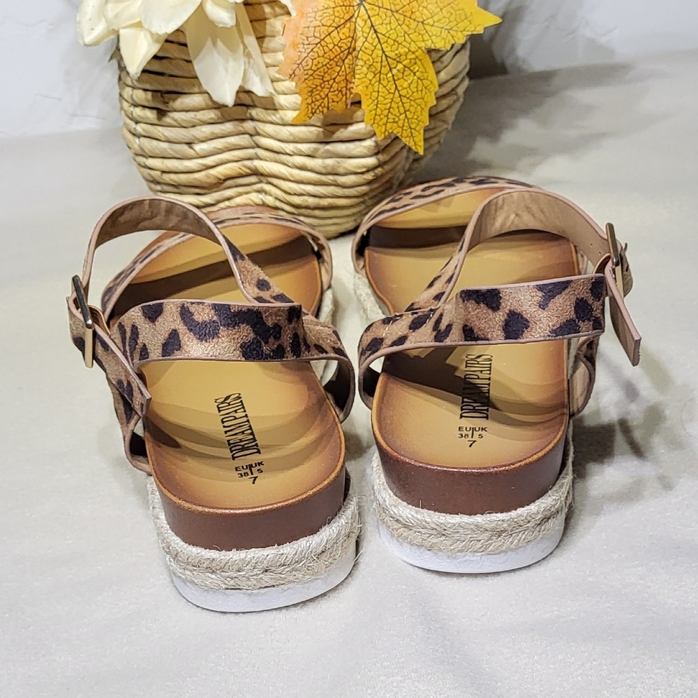 Dream Pairs NWOT Leopard Suede Print Espadrille Platform Sandals Size 7 - Picture 7 of 10